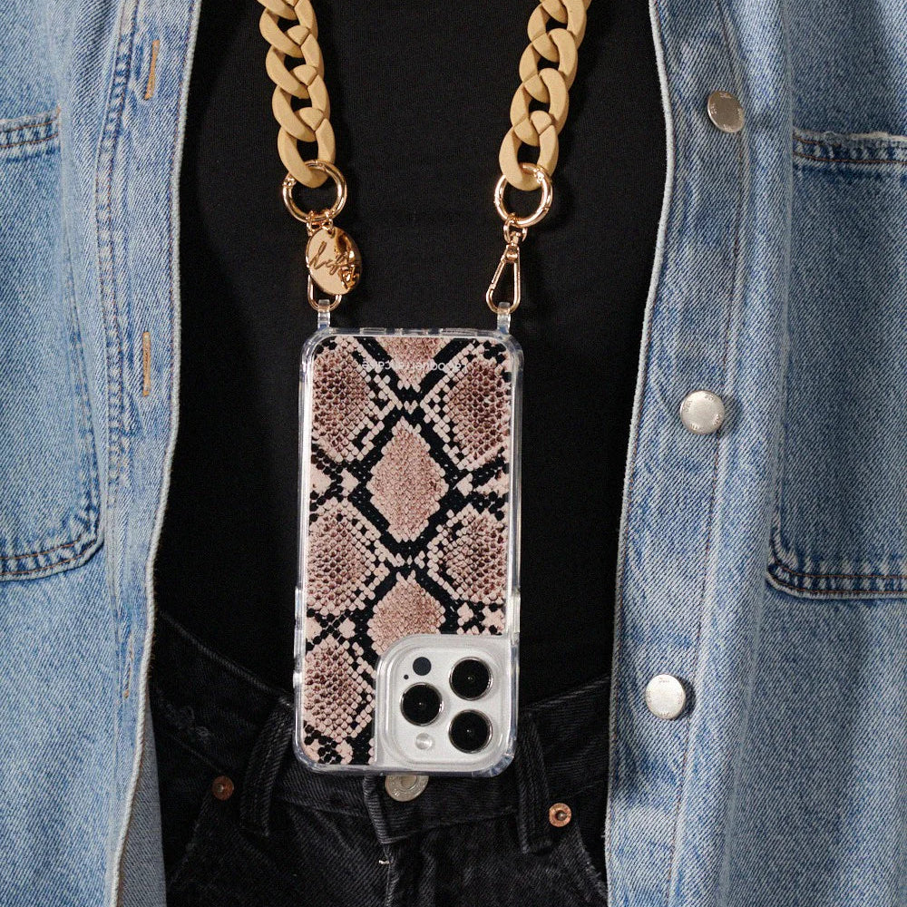 Chaine Sarah beige mat resine - LA COQUE FRANCAISE