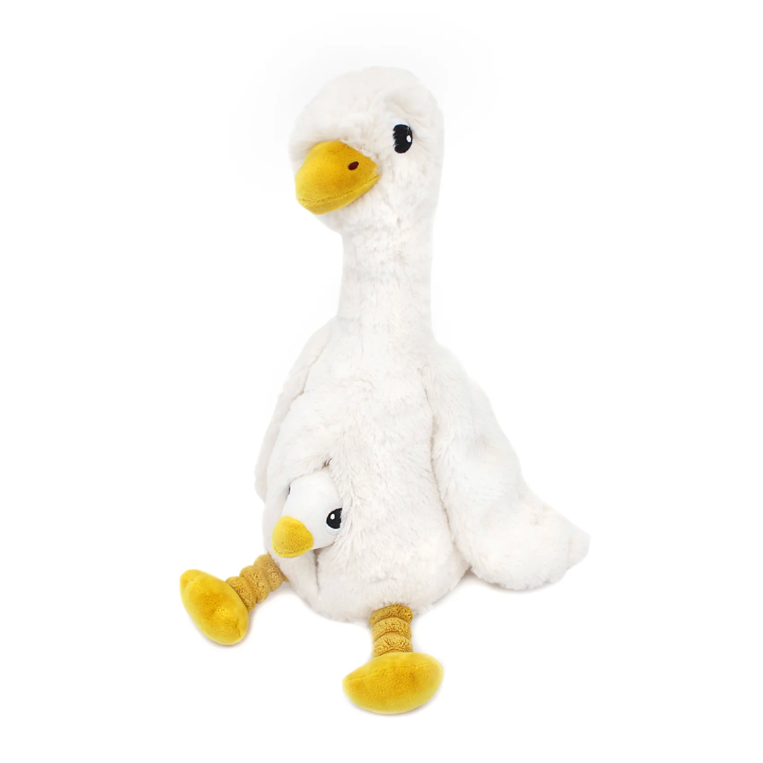 Peluche oie Jébongou maman et son bébé blanc Les Ptipotos - LES DEGLINGOS