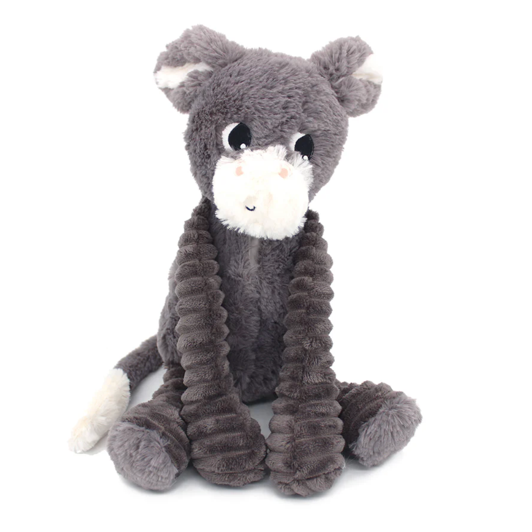 Peluche âne Poitou maman et son bébé gris Les Ptipotos - LES DEGLINGOS