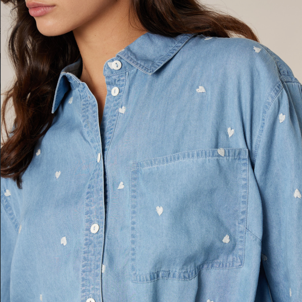 Chemise Bleue avec Coeurs Pixie DEELUXE