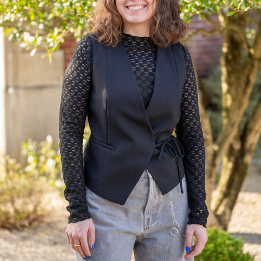 Gilet croisé sans manche Noire Vilmont - GRACE & MILA