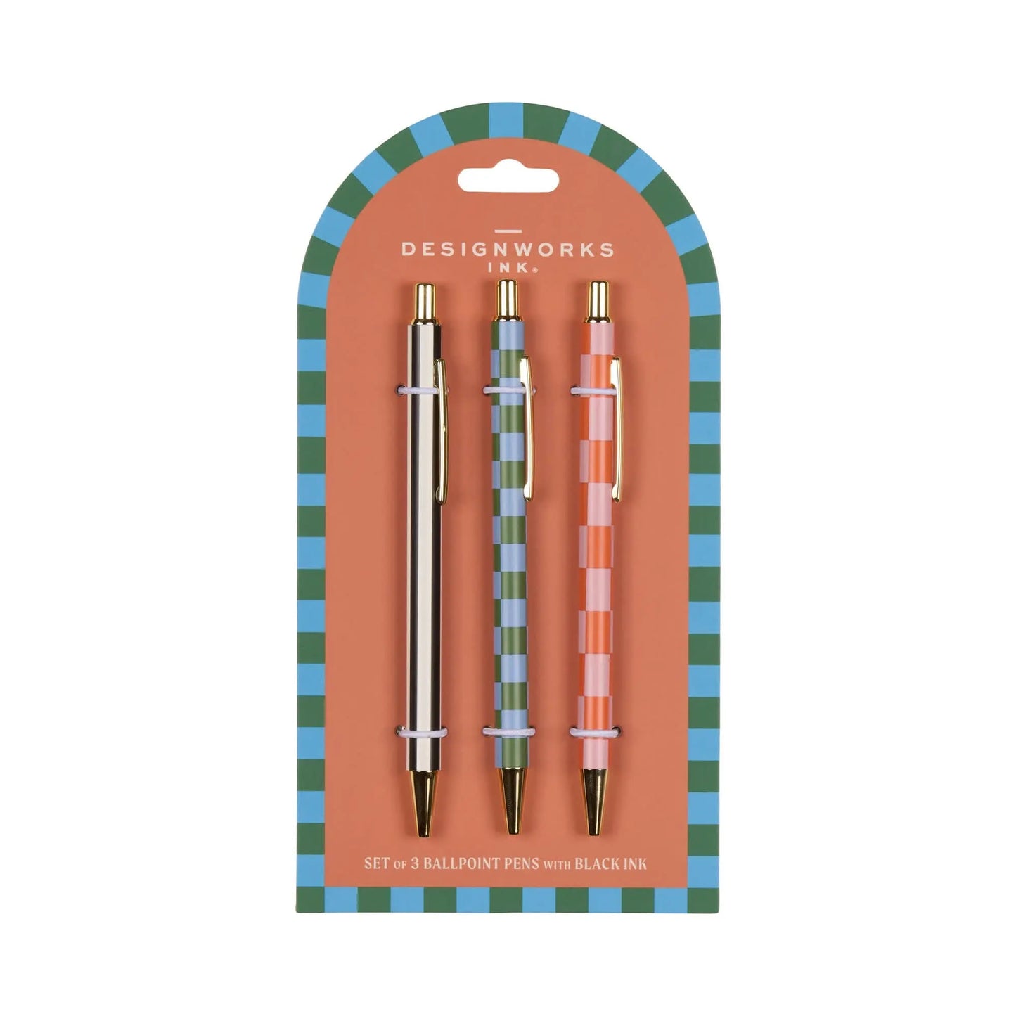 Lot de 3 stylos stripes & checks - DESIGNWORKS