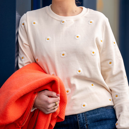 Sweat pâquerettes beige - JUBYLEE