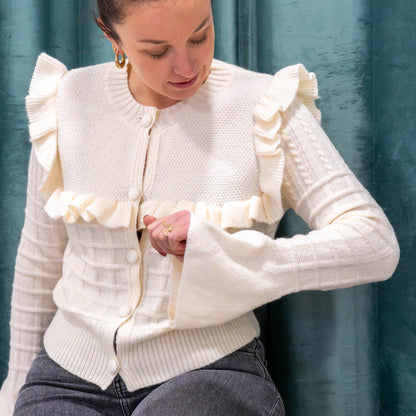 Gilet volant Ecru - MUSY MUSE