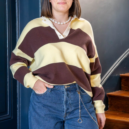 Pull à rayures Marron et Jaune - MUSY MUSE