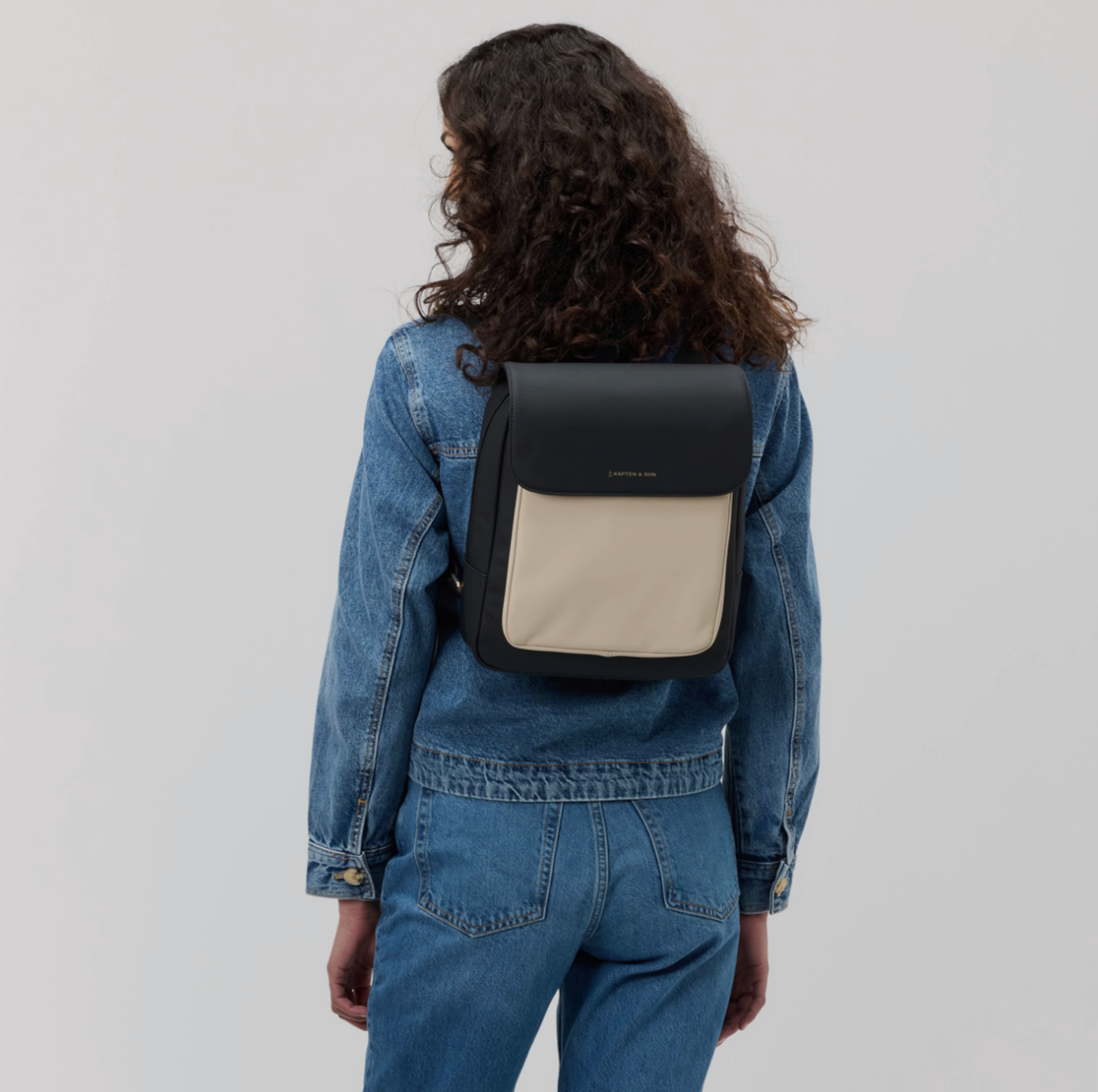Sac a dos bi-color TROMSO SMALL CREAM BLACK - KAPTEN&SON