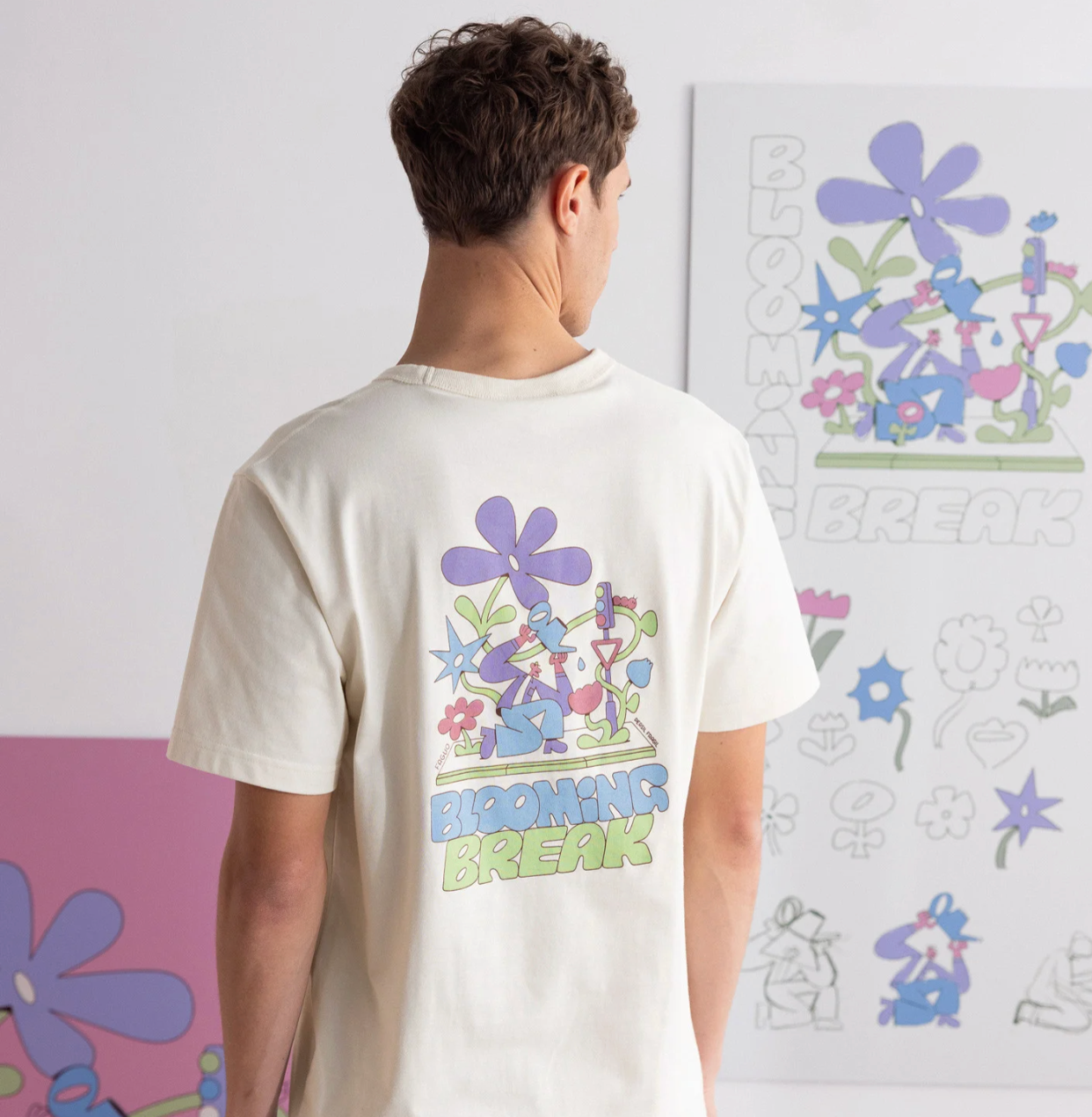 T-shirt imprimé blooming écru Lugny - FAGUO