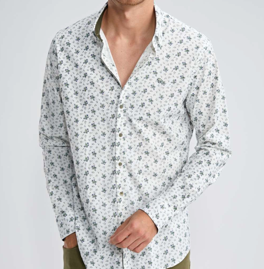 Chemise blanche à fleurs vertes Lifi - BENSON & CHERRY