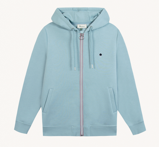 Sweat capuche à zip Bleu ciel Mesnil - FAGUO