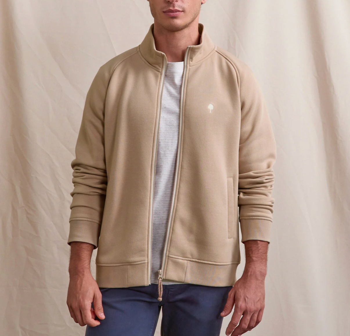 Sweat à zip Beige Horte - FAGUO
