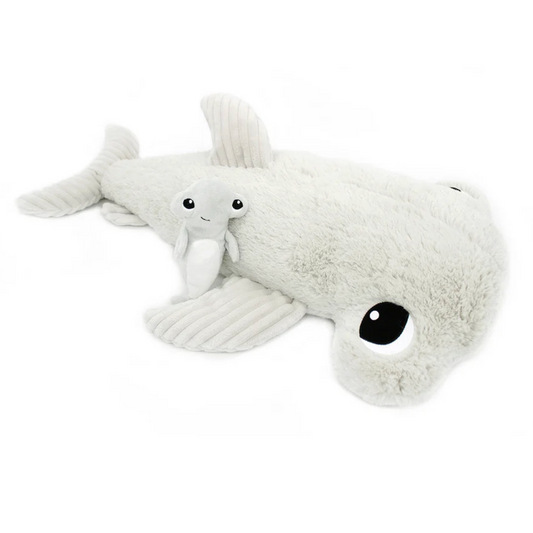 Peluche requin marteau Clou maman et son bébé gris clair Les Ptipotos - LES DEGLINGOS