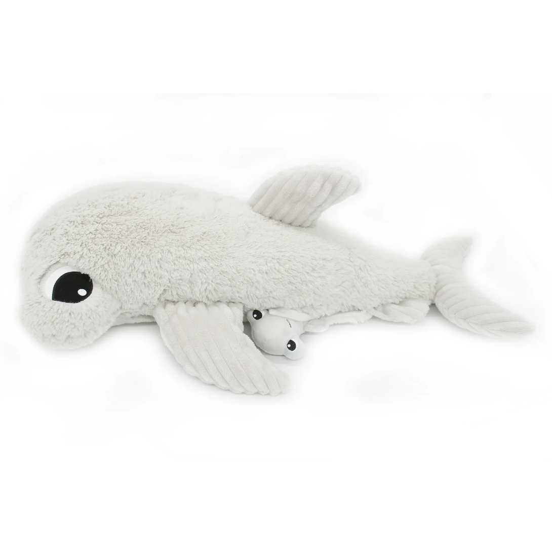 Peluche requin marteau Clou maman et son bébé gris clair Les Ptipotos - LES DEGLINGOS