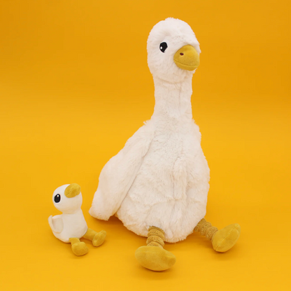 Peluche oie Jébongou maman et son bébé blanc Les Ptipotos - LES DEGLINGOS