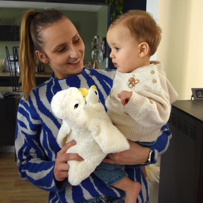 Peluche oie Jébongou maman et son bébé blanc Les Ptipotos - LES DEGLINGOS