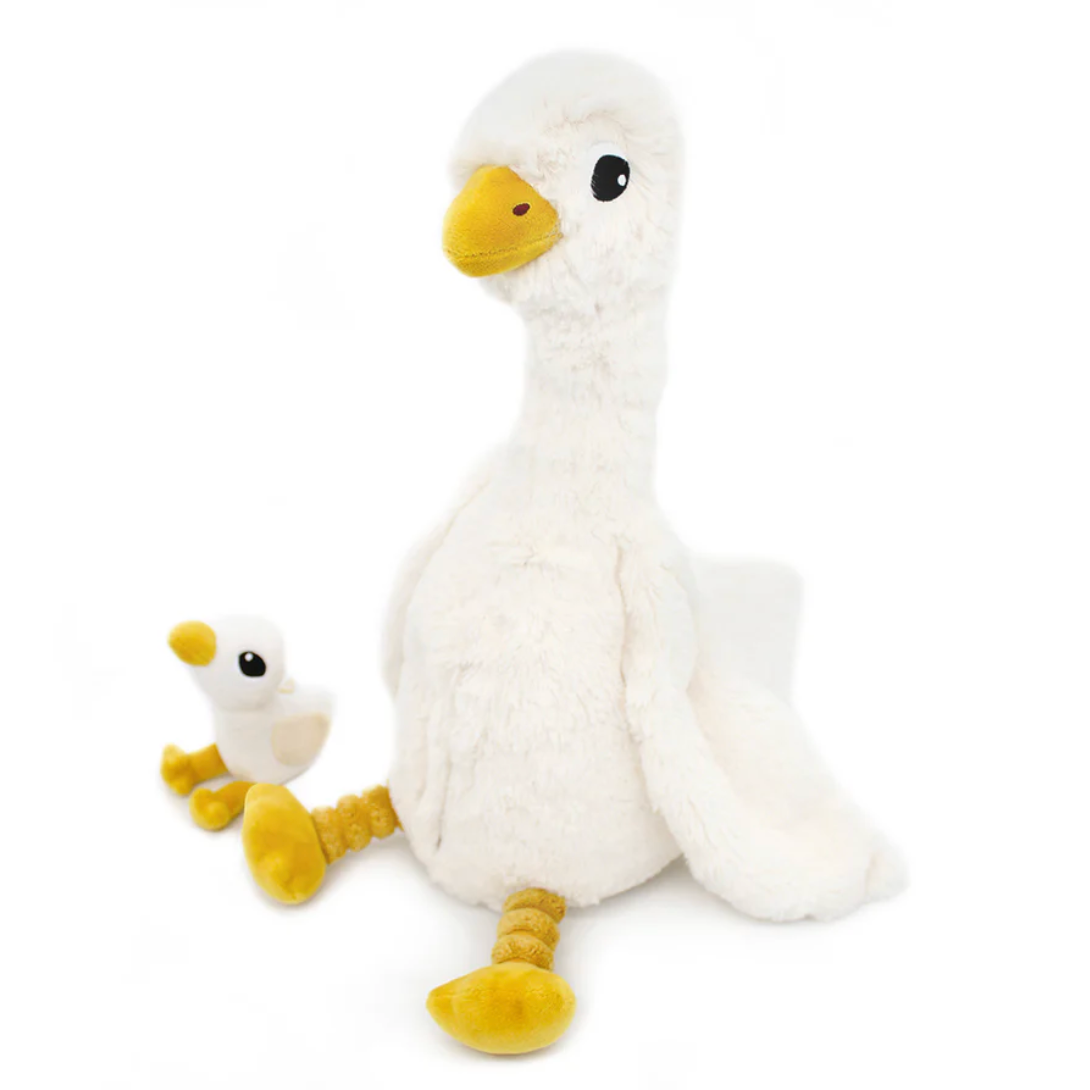 Peluche oie Jébongou maman et son bébé blanc Les Ptipotos - LES DEGLINGOS