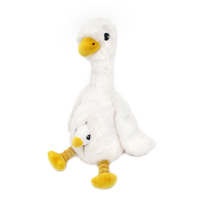 Peluche oie Jébongou maman et son bébé blanc Les Ptipotos - LES DEGLINGOS