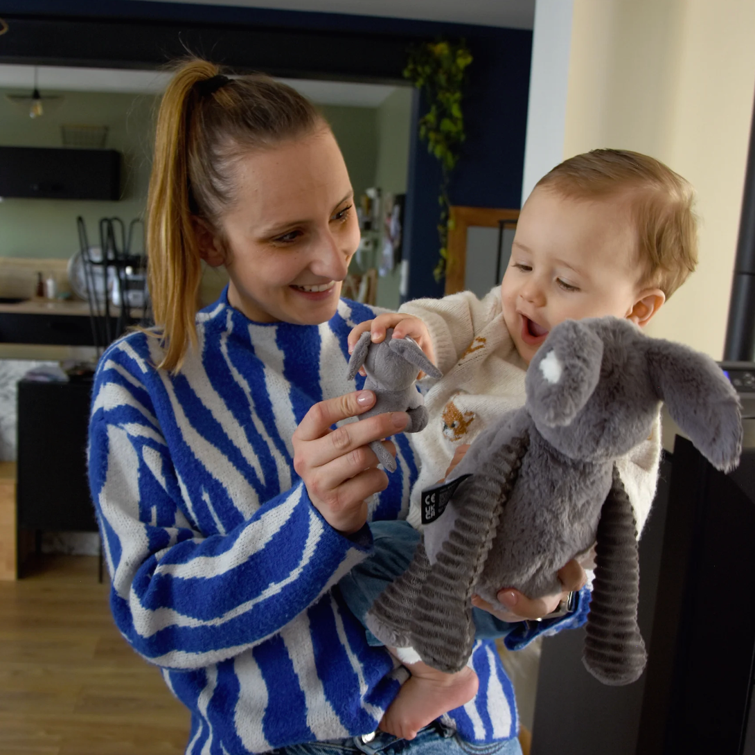 Peluche âne Poitou maman et son bébé gris Les Ptipotos - LES DEGLINGOS