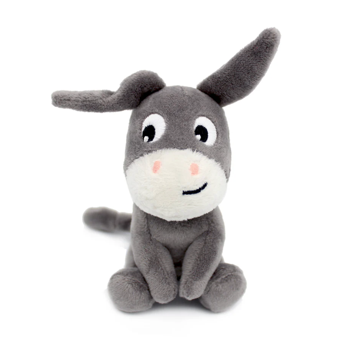 Peluche âne Poitou maman et son bébé gris Les Ptipotos - LES DEGLINGOS