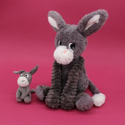 Peluche âne Poitou maman et son bébé gris Les Ptipotos - LES DEGLINGOS