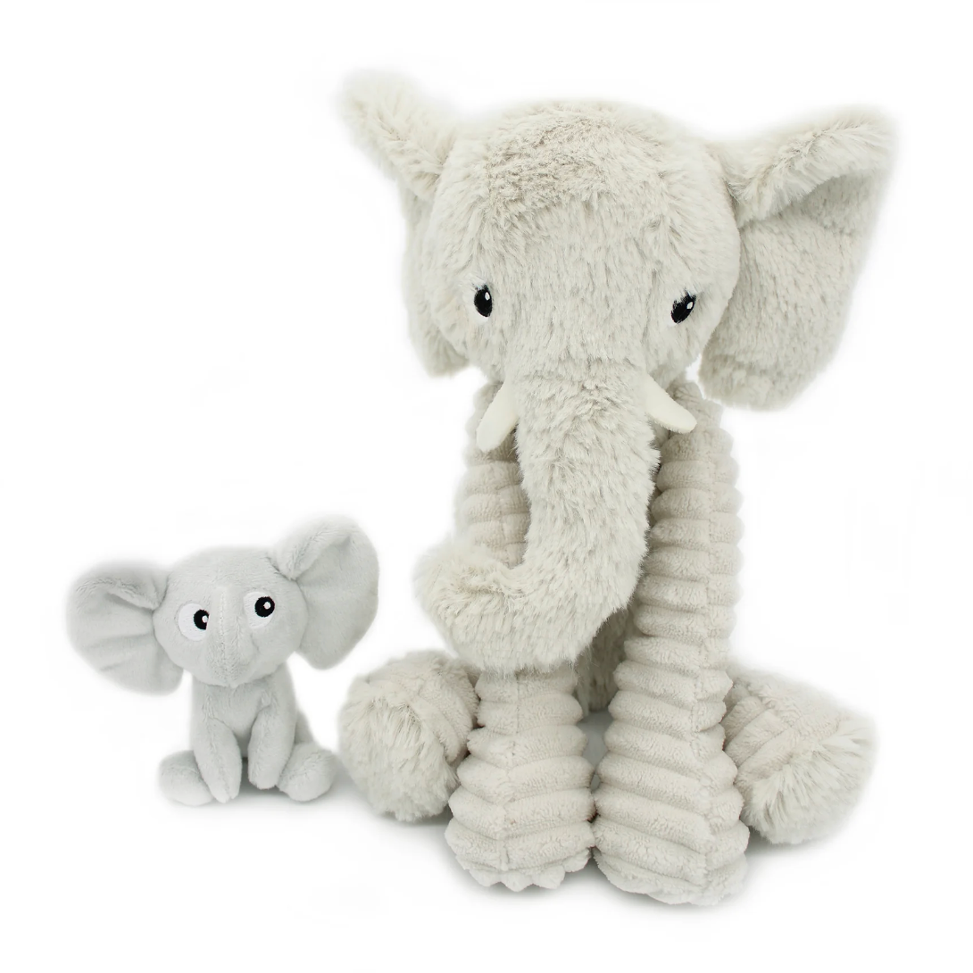 Peluche éléphant Dimoitou maman et son bébé gris clair Les Ptipotos - LES DEGLINGOS