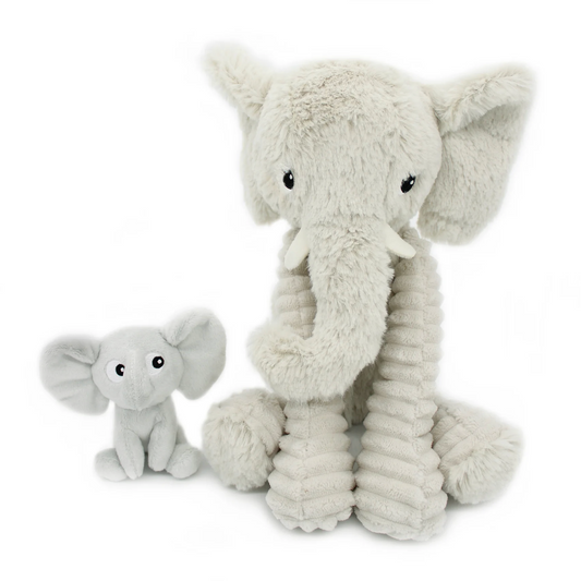 Peluche éléphant Dimoitou maman et son bébé gris clair Les Ptipotos - LES DEGLINGOS