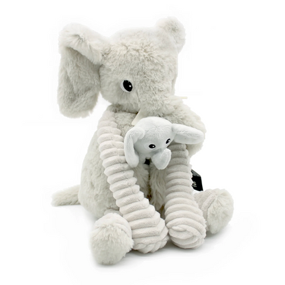 Peluche éléphant Dimoitou maman et son bébé gris clair Les Ptipotos - LES DEGLINGOS