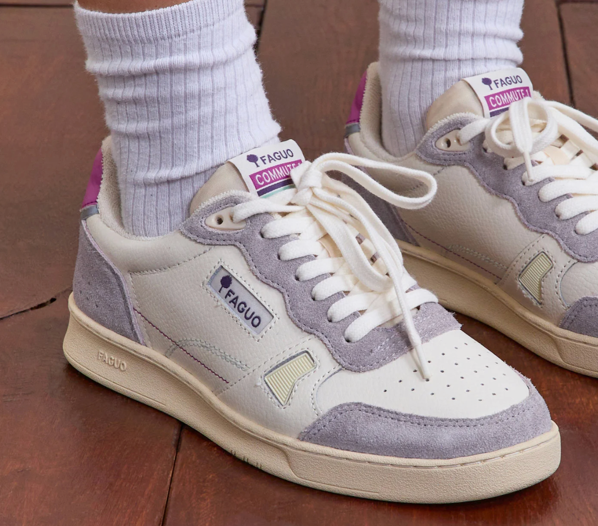 Baskets Blanches et Violettes Commute - FAGUO
