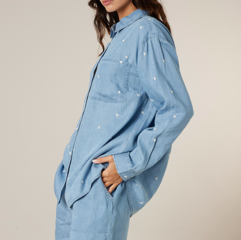 Chemise Bleue avec Coeurs Pixie DEELUXE