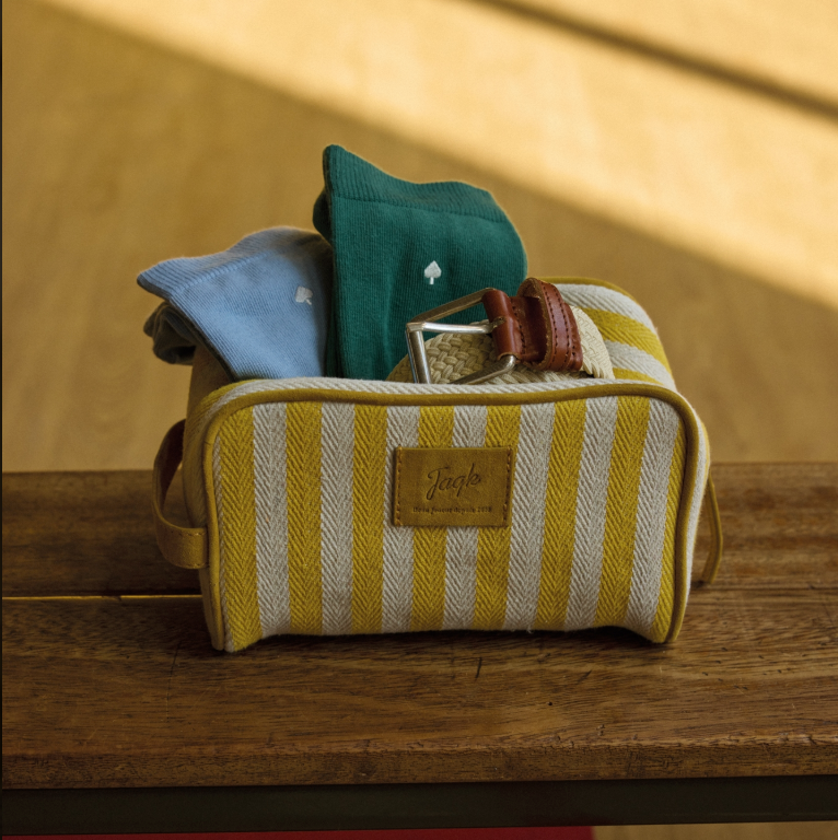 Trousse de toilettes rayures jaunes CARE - JAQK