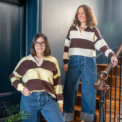 Pull à rayures Marron et Ecru - MUSY MUSE