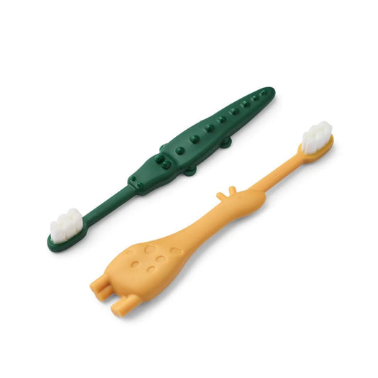 Lot de deux brosses à dents Jaune et verte Fabio - LIEWOOD