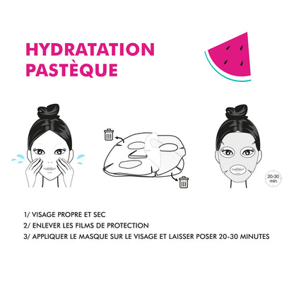 Masque Fruit collection visage en bio-cellulose - Hydratant - Pastèque - INUWET