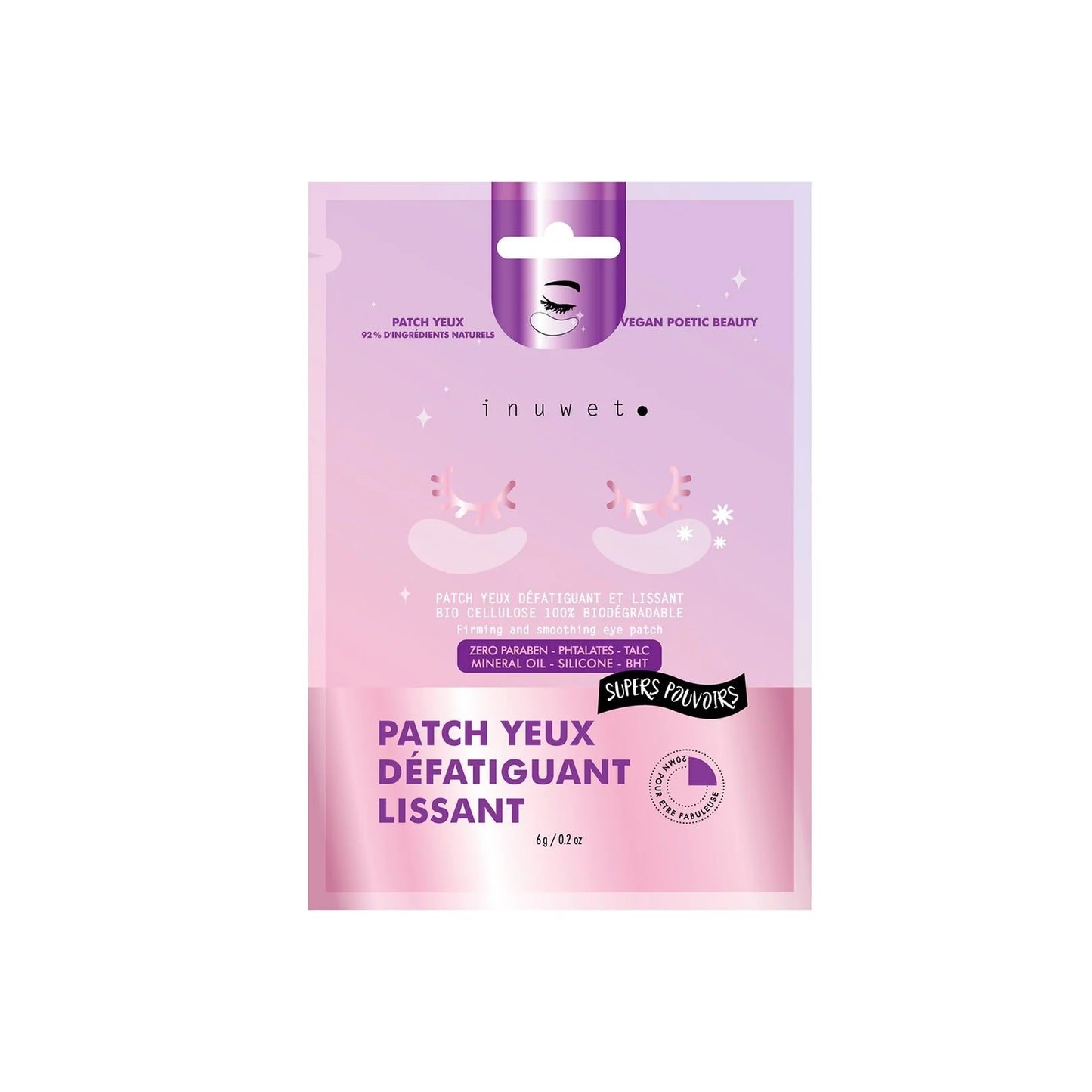 Patch en bio-cellulose pour les yeux Défatiguant et lissant - INUWET